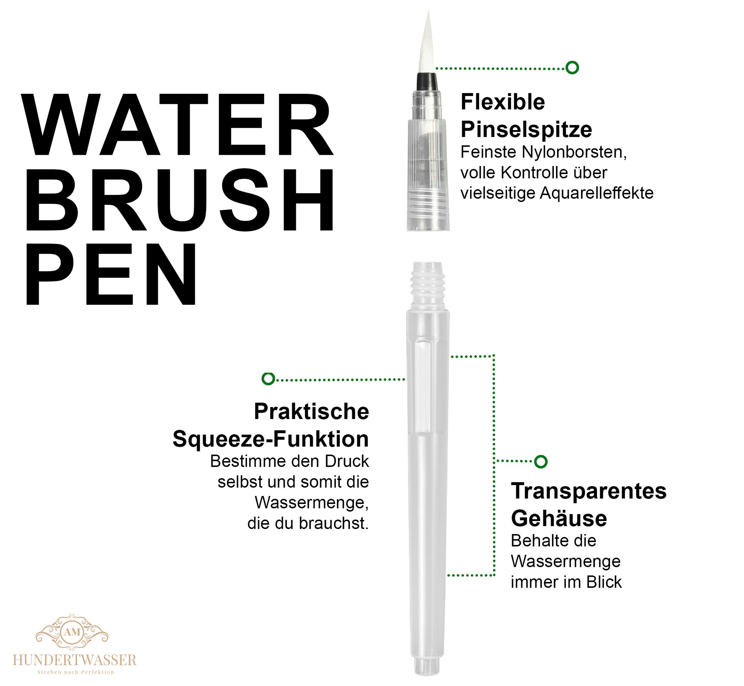Water brushes and painted color samples
